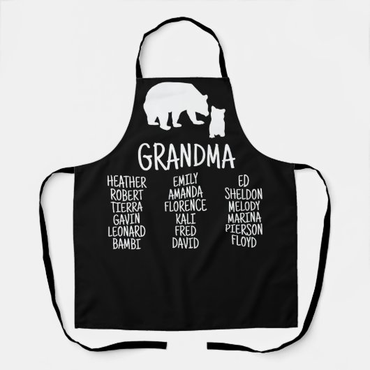 おばあちゃんカスタマイズの名前で贈るギフト エプロン (正面)