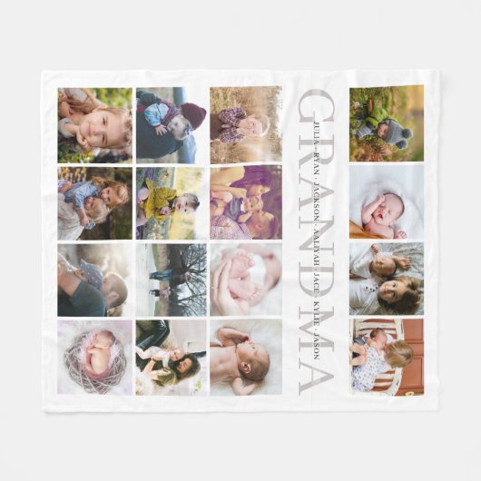 おばあちゃんカスタムパーソナライズされた フリースブランケット (正面(横))