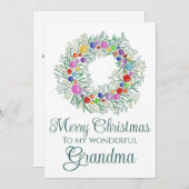 おばあちゃんカラフルクリスマスリース シーズンカード (正面/裏面)
