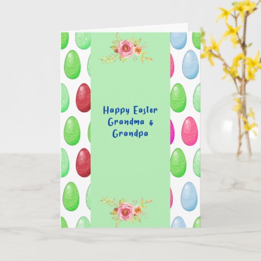 おばあちゃんカラフル&おじいちゃんのための卵とイースター カード (黄色い花)