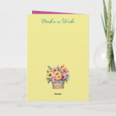 おばあちゃんガーベライエローターコイズ誕生日 カード (裏面)