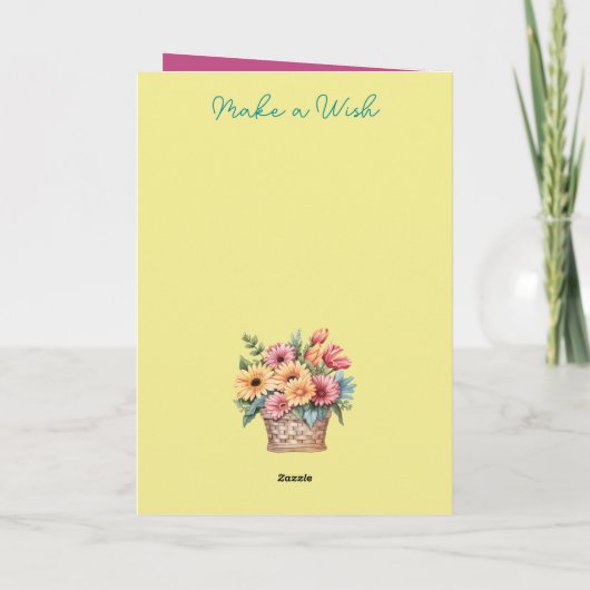 おばあちゃんガーベライエローターコイズ誕生日 カード (裏面)