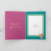 おばあちゃんガーベライエローターコイズ誕生日 カード (内部)