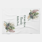 おばあちゃんキッチン |水パーソナライズされた色緑 キッチンタオル (横)