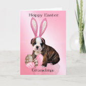 おばあちゃんキュートなイースターブルドッグパピーと卵 シーズンカード (正面)