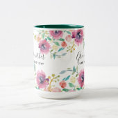 おばあちゃんギフトかわいらし – プラムピンク花ペルソナル ツートーンマグカップ (中央)