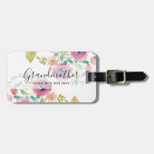 おばあちゃんギフトかわいらし – プラムピンク花ペルソナル ラゲッジタグ (正面横)
