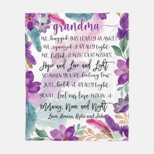 おばあちゃんギフトカスタムおばあちゃん毛布パーソナライズされた、 フリースブランケット (正面)
