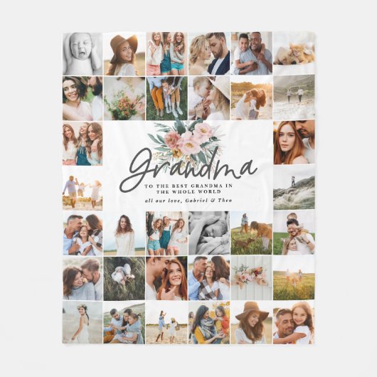 おばあちゃんギフト数々の写真の美しいフローラ フリースブランケット (正面)