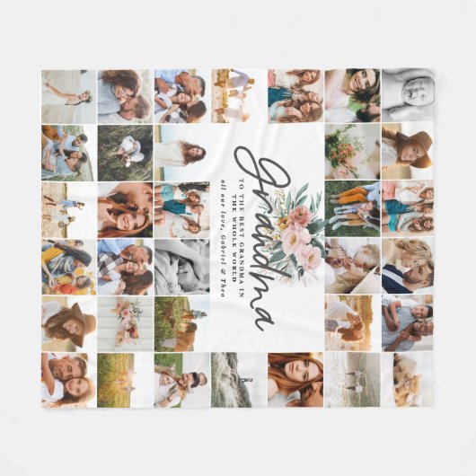 おばあちゃんギフト数々の写真の美しいフローラ フリースブランケット (正面(横))