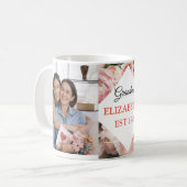 おばあちゃんギフト2フォトピンクガーリーの水彩フローラ コーヒーマグカップ (正面左)