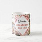 おばあちゃんギフト2フォトピンクガーリーの水彩フローラ コーヒーマグカップ (中央)