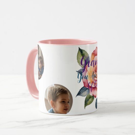 おばあちゃんギフト3フォトウォーターカラーフローラコフィーMug マグカップ (正面左)