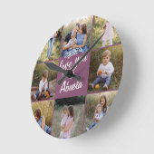 おばあちゃんギフト8フォトファミリーシンプル ラウンド壁時計 (傾斜)
