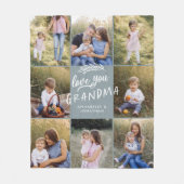 おばあちゃんギフト8写真孫シンプルタイポグラフィ フリースブランケット (正面)