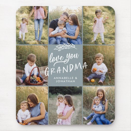 おばあちゃんギフト8写真孫シンプルタイポグラフィ マウスパッド (正面)