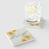 おばあちゃんギフト – ひまわりパーソナライズされたテーマ ストーンコースター (横)