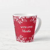 おばあちゃんギフト、名前、クリスマスフェスティバル カフェラテマグ (右アングル)