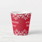 おばあちゃんギフト、名前、クリスマスフェスティバル カフェラテマグ (正面)