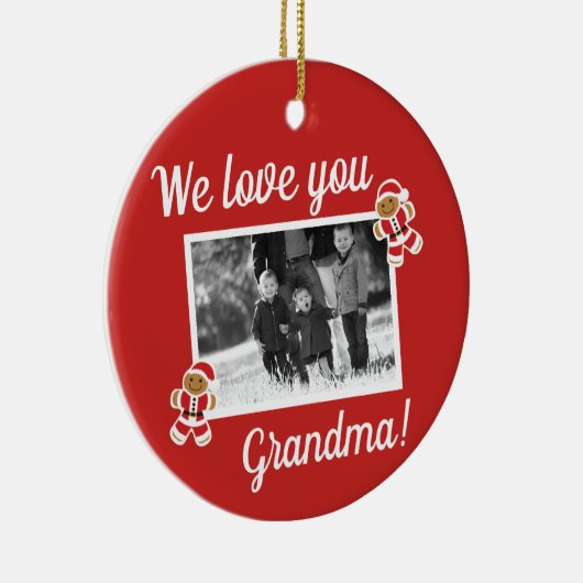 おばあちゃんギンガーブレッド赤の写真クリスマスが大好き セラミックオーナメント (右)