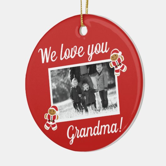 おばあちゃんギンガーブレッド赤の写真クリスマスが大好き セラミックオーナメント (左)