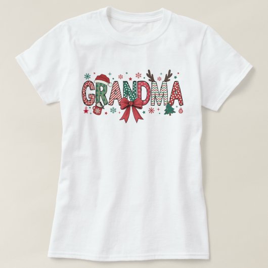 おばあちゃんクリスマスコケットボウホリデーシャツ Tシャツ (デザイン正面)