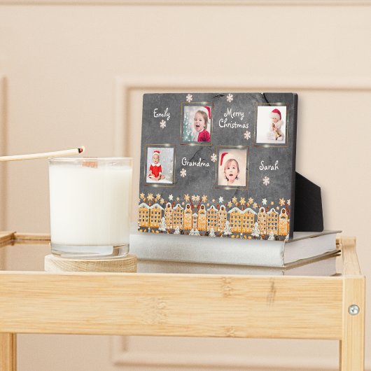 おばあちゃんクリスマスジンジャークッキー写真グリッドコラージュ フォトプラーク