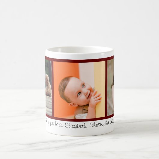 おばあちゃんクリスマスファミリーインスタグラム写真テンプレート コーヒーマグカップ (中央)