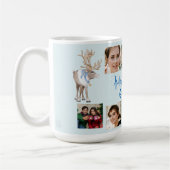 おばあちゃんクリスマスファミリーフォトコラージュブルーディアー コーヒーマグカップ (左)