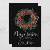 おばあちゃんクリスマスベリーリース シーズンカード (正面/裏面)