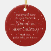 おばあちゃんクリスマス写真孫 セラミックオーナメント (正面)