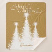 おばあちゃんクリスマス毛布金ゴールド白と名前 シェルパブランケット (正面)