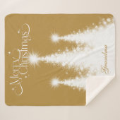 おばあちゃんクリスマス毛布金ゴールド白と名前 シェルパブランケット (正面(横))