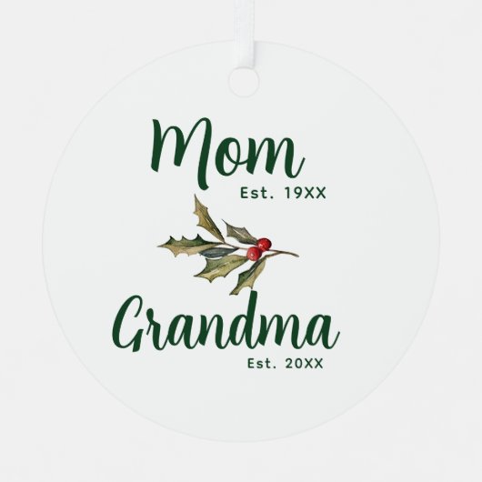 おばあちゃんクリスマス記念の写真 メタルオーナメント (正面)