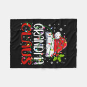 おばあちゃんクロースクリスマスサンタマッチングファミリークリスマス フリースブランケット (正面(横))