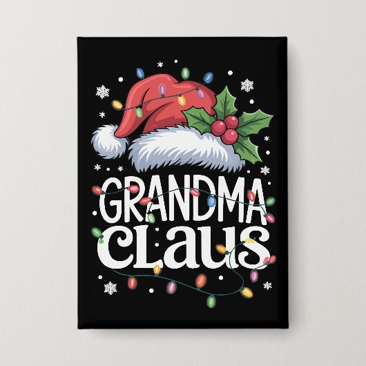 おばあちゃんクロースクリスマスライトパジャマファミリーマッチ 缶バッジ (正面)