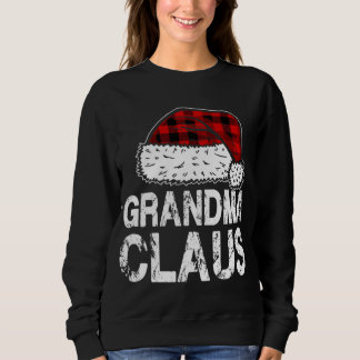 おばあちゃんクロースサンタハットレッドバッファロープレイドクリスマ スウェットシャツ