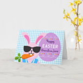 おばあちゃんクールイースターバニーとニンジン カード (黄色い花)