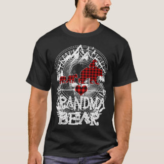おばあちゃんグマのクリスマスパジャマ 赤いブッファローチェック Tシャツ