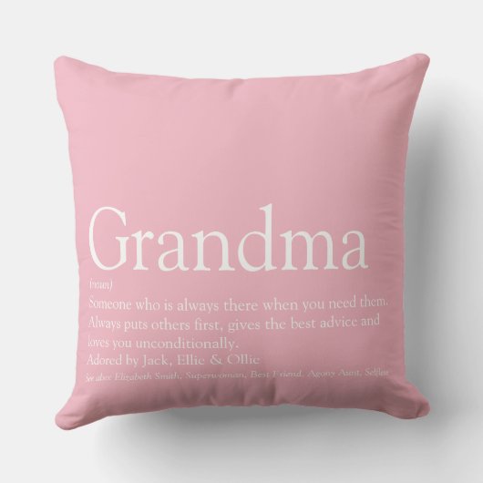 おばあちゃんグラニー定義ことわざピンクラージ クッション (裏面)