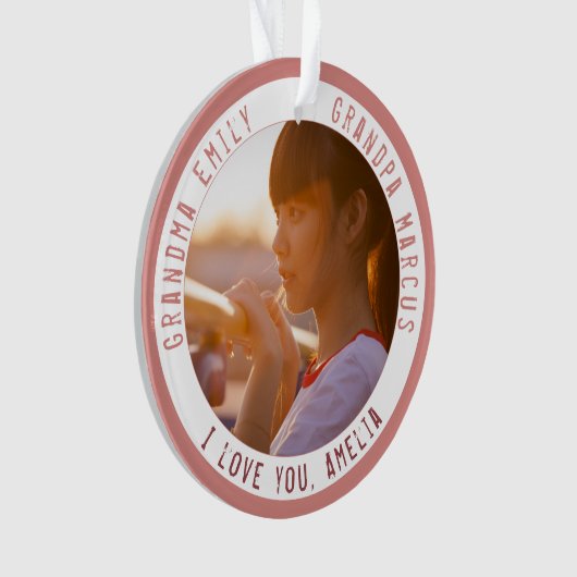 おばあちゃんグランドパクリスマスホリデーフォトキープサケ オーナメント (正面)