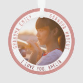 おばあちゃんグランドパクリスマスホリデーフォトキープサケ オーナメント (裏面)