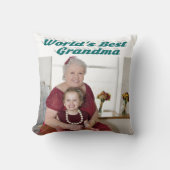 おばあちゃんグリーンタイポグラフィ写真 クッション (正面)