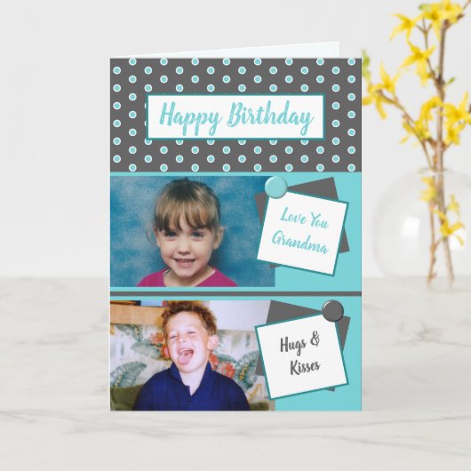 おばあちゃんグレーターコイズフォトグリーティング誕生日 カード (黄色い花)
