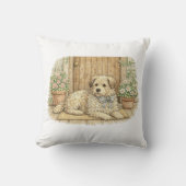 おばあちゃんコア ドッグ ヴィンテージ コテージ ガーデン パピー クッション (正面)