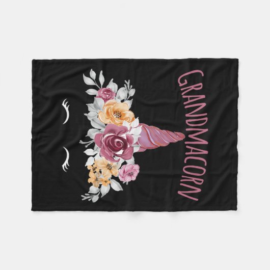 おばあちゃんコーン ユニコーン おばあちゃん プレミアム フリースブランケット (正面(横))