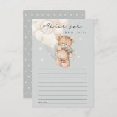 おばあちゃんシャワー用かわいいアイボリーベアーバルーンアドバイス エンクロージャーカード (正面/裏面)