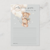 おばあちゃんシャワー用かわいいアイボリーベアーバルーンアドバイス エンクロージャーカード (正面)