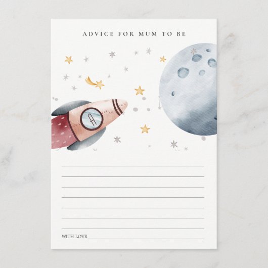 おばあちゃんシャワー用かわいい宇宙星空アドバイス エンクロージャーカード (正面)