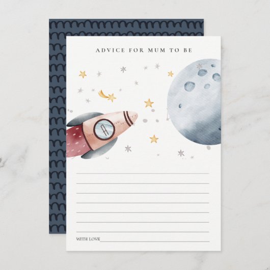 おばあちゃんシャワー用かわいい宇宙星空アドバイス エンクロージャーカード (正面/裏面)